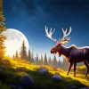 Wild Moose And Moon Paint By Numbers