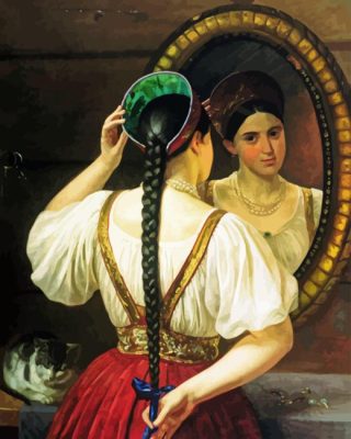 Woman Looking In A Mirror Paint By Number