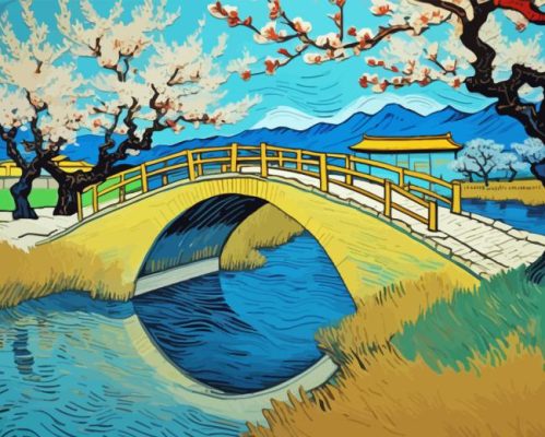 Wooden Bridge Landscape Paint By Number