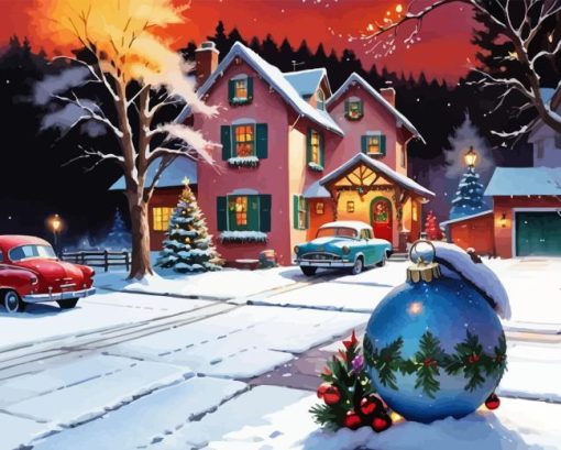 Christmas Evening Village Paint By Number