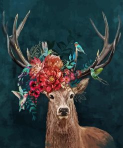 Floral Antlers Paint By Number