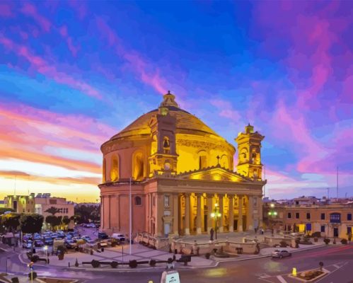 Mosta Dome At Sunset Paint By Number