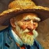 Old Man With Straw Hat Paint By Number