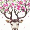 Pink Floral Antlers Deer Paint By Number