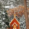 Snowy Yosemite Chapel Paint By Number