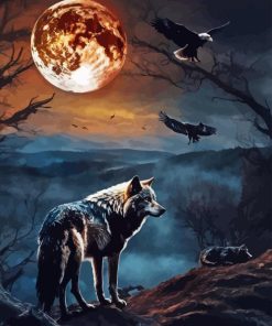 Wolf And Eagles Moon Paint By Numbers